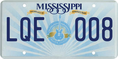 MS license plate LQE008