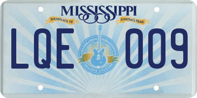 MS license plate LQE009