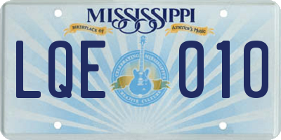 MS license plate LQE010