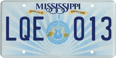 MS license plate LQE013