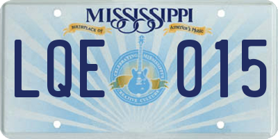 MS license plate LQE015