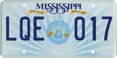 MS license plate LQE017