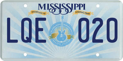 MS license plate LQE020