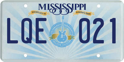 MS license plate LQE021