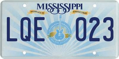 MS license plate LQE023