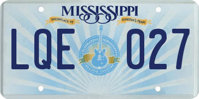 MS license plate LQE027