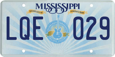 MS license plate LQE029