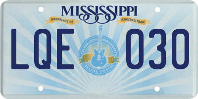 MS license plate LQE030