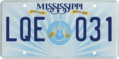 MS license plate LQE031