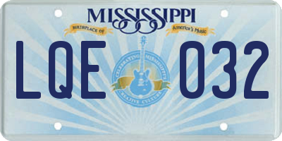 MS license plate LQE032