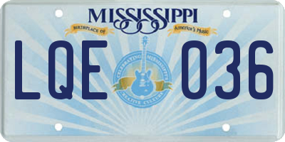 MS license plate LQE036