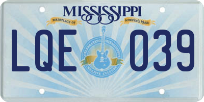 MS license plate LQE039