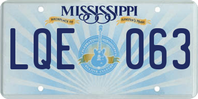 MS license plate LQE063