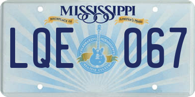 MS license plate LQE067
