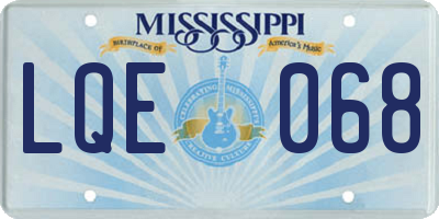 MS license plate LQE068