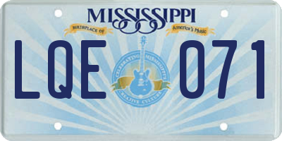 MS license plate LQE071
