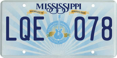 MS license plate LQE078
