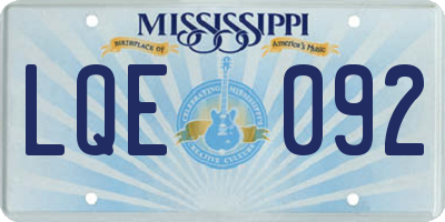 MS license plate LQE092