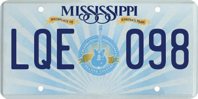 MS license plate LQE098