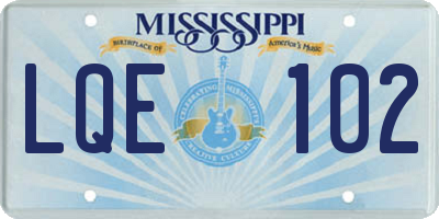 MS license plate LQE102