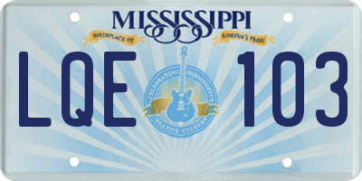 MS license plate LQE103