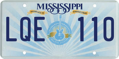 MS license plate LQE110