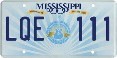 MS license plate LQE111