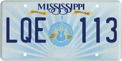 MS license plate LQE113