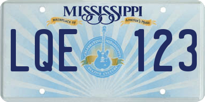 MS license plate LQE123