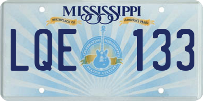 MS license plate LQE133