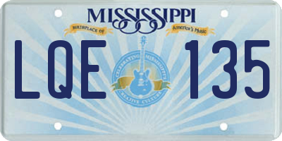 MS license plate LQE135