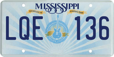 MS license plate LQE136