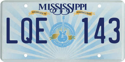 MS license plate LQE143