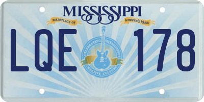 MS license plate LQE178