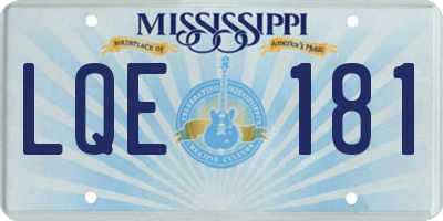 MS license plate LQE181