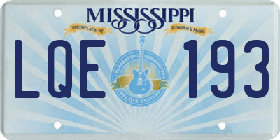 MS license plate LQE193