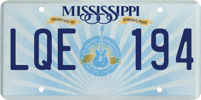 MS license plate LQE194