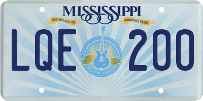 MS license plate LQE200