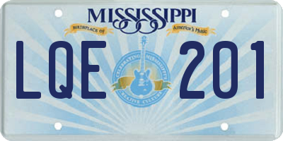 MS license plate LQE201