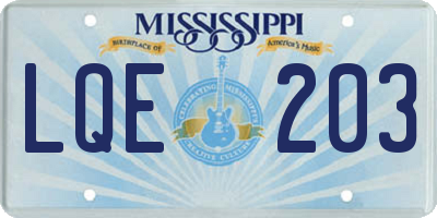 MS license plate LQE203