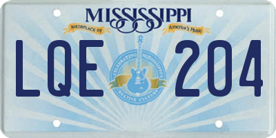 MS license plate LQE204