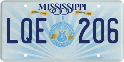 MS license plate LQE206