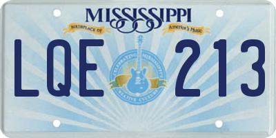 MS license plate LQE213