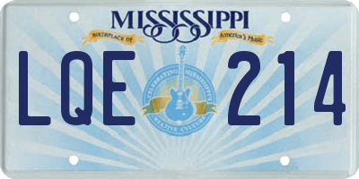 MS license plate LQE214