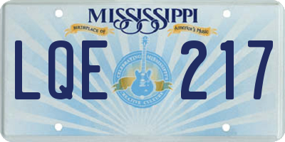 MS license plate LQE217
