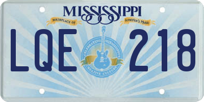MS license plate LQE218