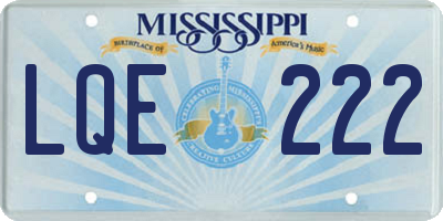 MS license plate LQE222