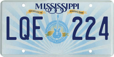 MS license plate LQE224