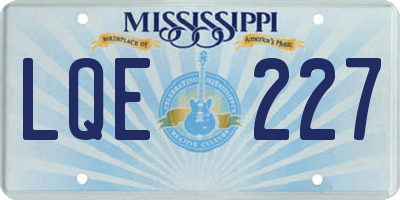 MS license plate LQE227