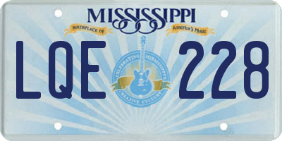 MS license plate LQE228